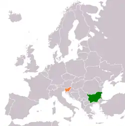 Map indicating locations of Bulgaria and Slovenia