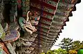 a dragon-head decoration on temple roof's decoration