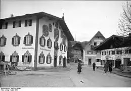 View of a street in Oberammergau, March 1930