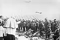 New "Standarten" (flags) of Austrian Army units being consecrated by a Catholic priest in Mattersburg, Burgenland