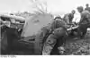 German paratroopers moving an ant-tank gun into position