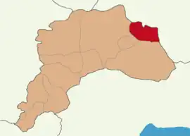 Map showing Ağlasun District in Burdur Province