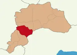Map showing Tefenni District in Burdur Province