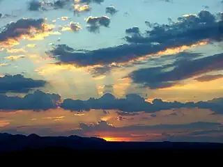 Burning Yellow Sunset, Landers, California USA