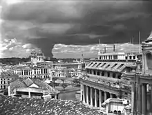 View across the city with smoke column