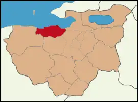Map showing Mudanya District in Bursa Province