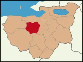 Map showing Nilüfer District in Bursa Province