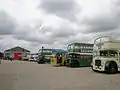 Buses lined up on the quay during the "Ex Island Buses" only running day during May 2010.