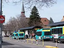 Image 20Mountain Line buses queue to pick up passengers in Missoula. (from Transportation in Montana)