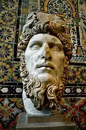 Ancient bust of Roman emperor Lucius Verus (r. 161–169), a natural blond who would sprinkle gold dust in his hair to make it even blonder, Bardo National Museum, Tunis