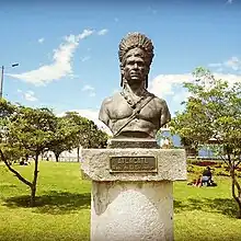 A bust of Atlacatl located in El Salvador.