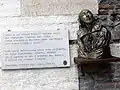 This bust is placed on the city gate of Verona, with lines from Romeo and Juliet stating "there is no world without Verona walls..."