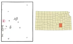 Location within Butler County and Kansas