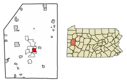 Location of Butler in Butler County, Pennsylvania.