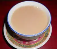 Butter tea is prepared with tea leaves, yak butter, and salt.
