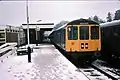 BR Blue-liveried Class 104 in the snow, Buxton (Derbyshire) 24 December 1978