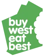The "buy west eat best" logo