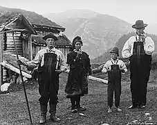 Farming family from Bykle wearing traditional bunads - c. 1885