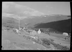 View of the village of Bykle and the Old Bykle Church - 1948