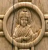 Depiction of a young Romanos II on a Ivory plaque, c. 945–959.