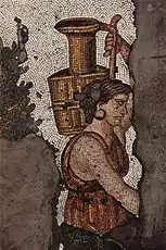 Floor mosaic of a woman carrying a pot (c. 5th century)