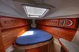 A view of the Forward Guest Stateroom of a C&C 37/40 looking forward.