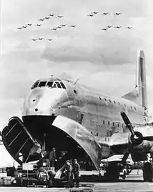 C-124 delivering F-84s to Japan, 1952
