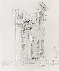 Killam's sketch of Palazzo Nonfinito in Italy