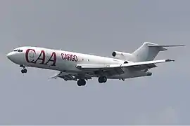 A Compagnie Africaine d'Aviation Boeing 727 freighter aircraft departing Goma International Airport (2006)