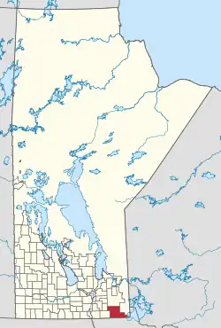 Location of the Rural Municipality of Piney in Manitoba