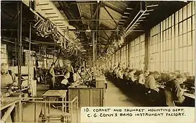 Cornet and trumpet mounting department