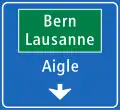 4.41 Lane routing on main road with route to Bern and Lausanne via motor-/expressway