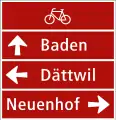 4.50.5 Signpost indicating directions for a particular type (here for bicycles)