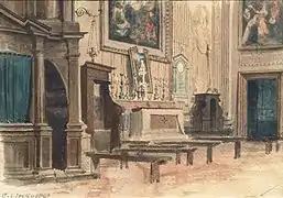 Italy, interior of a Roman church, 1867