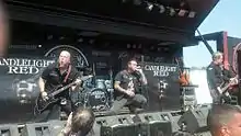 From left to right: Jeremy Edge, Brian Dugan, Ryan Hoke and Jamie Morral performing at the Rockstar Energy Uproar Festival in Burgettstown, Pennsylvania in August, 2012