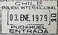 Chile: entry stamp issued in 1979 at Pudahuel International Airport.
