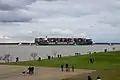 CSCL Indian Ocean after running aground near Grünendeich in early February 2016