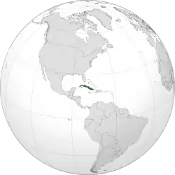 Cuba shown in dark green
