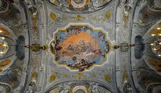 Ballroom ceiling of the Ca Rezzonico with ceiling by Giovanni Battista Crosato (1753)