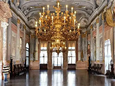 The ballroom, the largest room in the Ca' Rezzonico