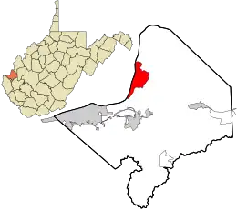 Location in Cabell County and the state of West Virginia.