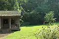 Small village house overlooking north village garden in summer 2004.