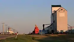 Grain elevators along Railway Avenue, Cabri.