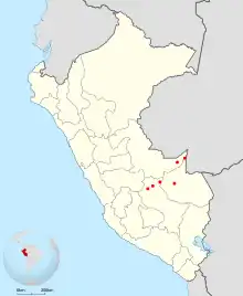 Range of the Selva Cacique (Cacicus koepckeae)