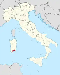 Location of the Metropolitan City of Cagliari