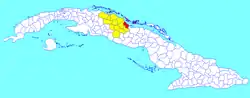 Caibarién municipality (red) within  Villa Clara Province (yellow) and Cuba