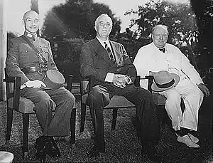 Image 47Chiang Kai-shek of China with Roosevelt and Churchill at the Cairo Conference in 1943. (from Diplomatic history of World War II)