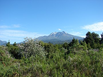 Calbuco viewed from the north alongside Road 225 on the shores of Llanquihue Lake (February 11, 2010).
