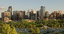 The Calgary skyline, as seen from Prince's Island Park