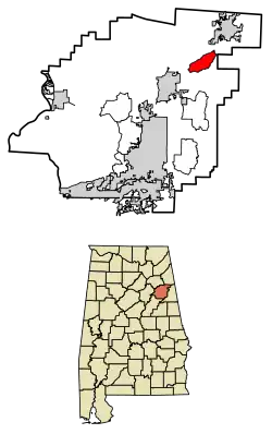 Location of Nances Creek in Calhoun County, Alabama.